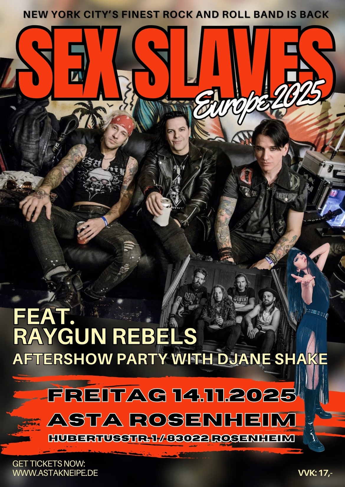 SEX SLAVES (NYC) + RAYGUN REBELS  **Aftershowparty mit DJane SHAKE**